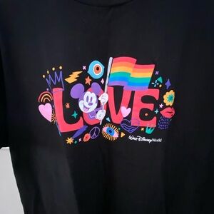 Disney World Pride Collection Black T-Shirt with Colorful Love Design